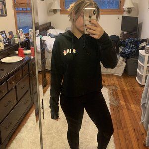 PINK Black Crop Hoodie